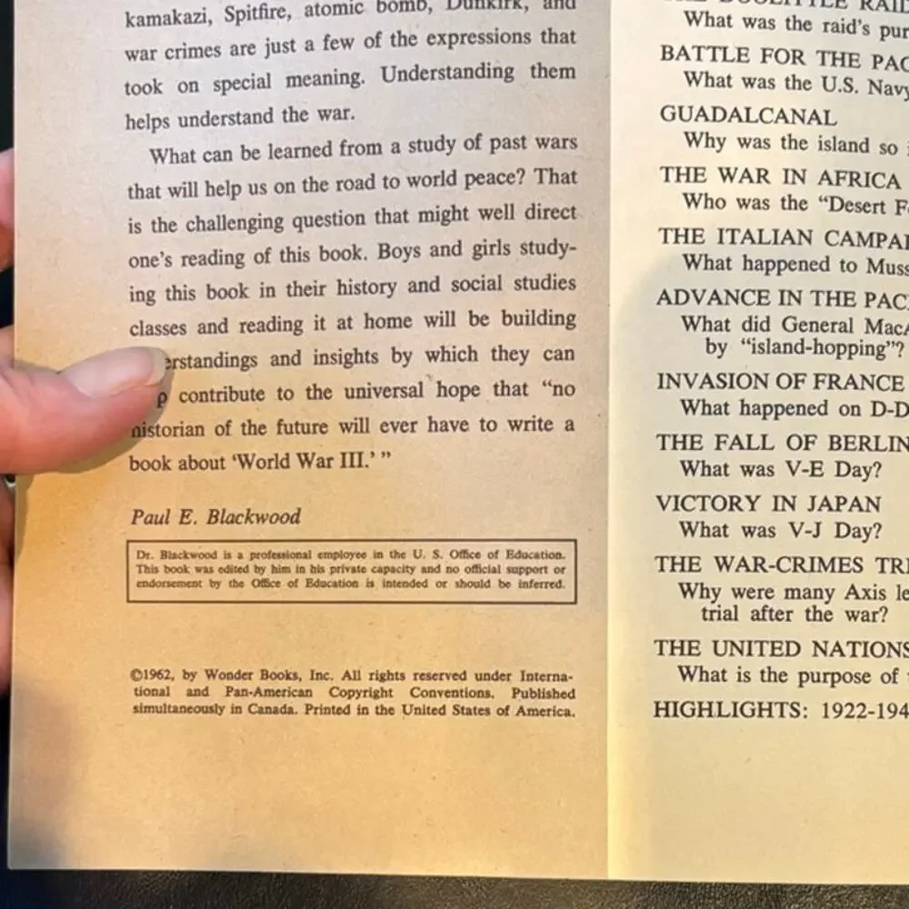 VTG 1st Ed. 1962 How and Why Wonder Book of World War II, #5035 PB